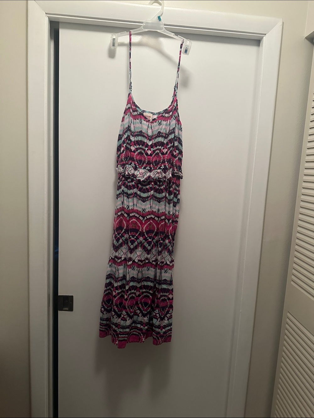 Mossimo Supply Co. Pink and Black Patterned Midi Dress